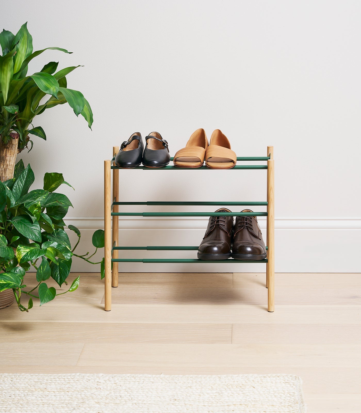 Expandable Shoe Rack (18 H) - Steel + Wood