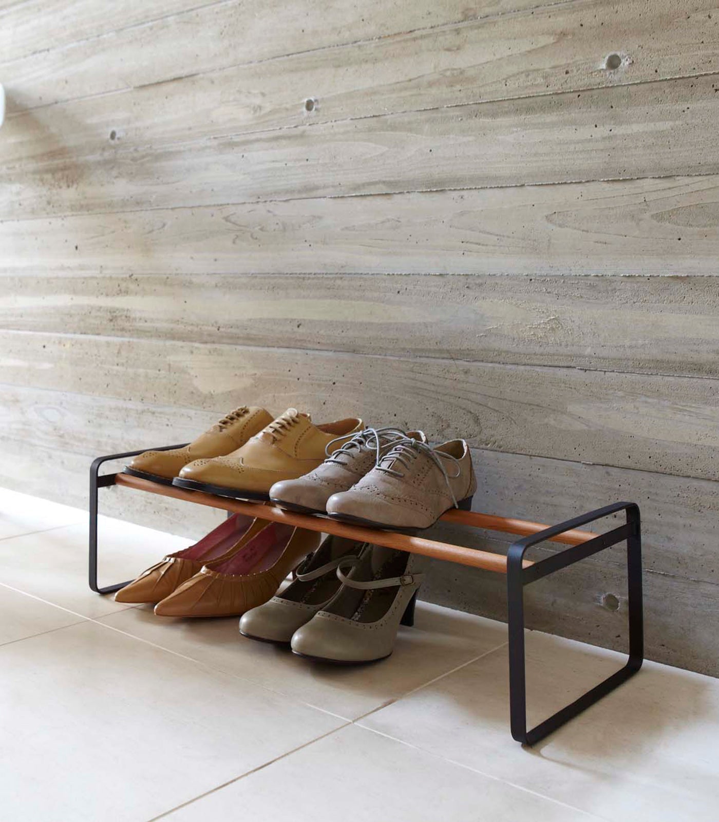 Stackable Shoe Rack (7 H)  - Steel + Wood