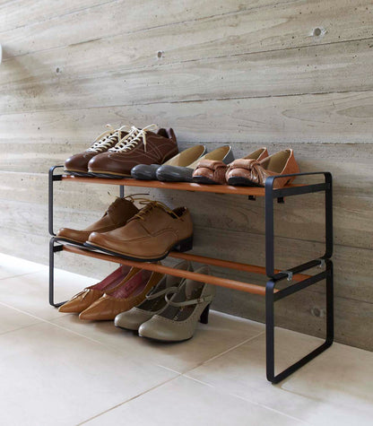 Stackable Shoe Rack (7 H)  - Steel + Wood