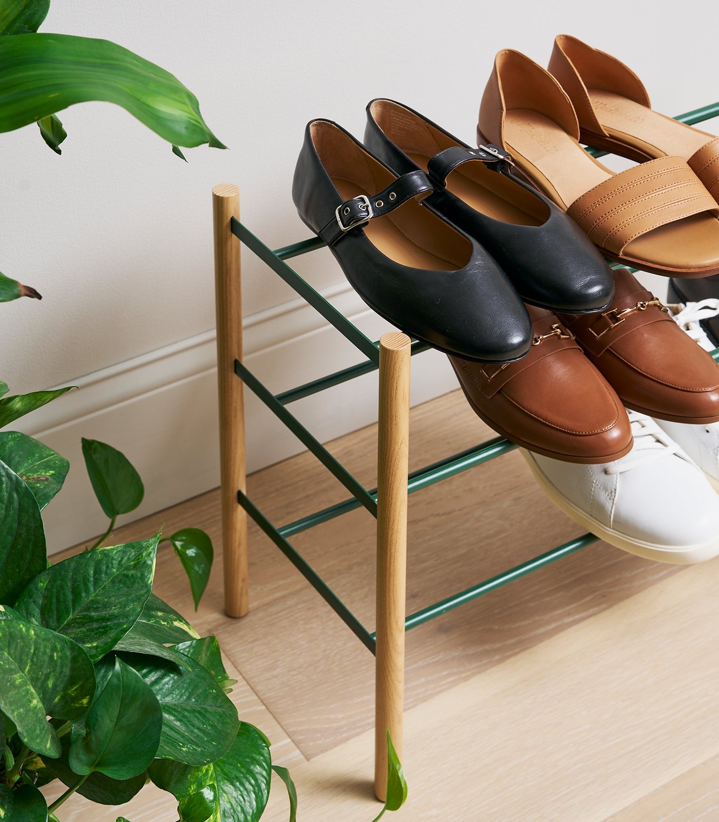 Expandable Shoe Rack (18 H)  - Steel + Wood