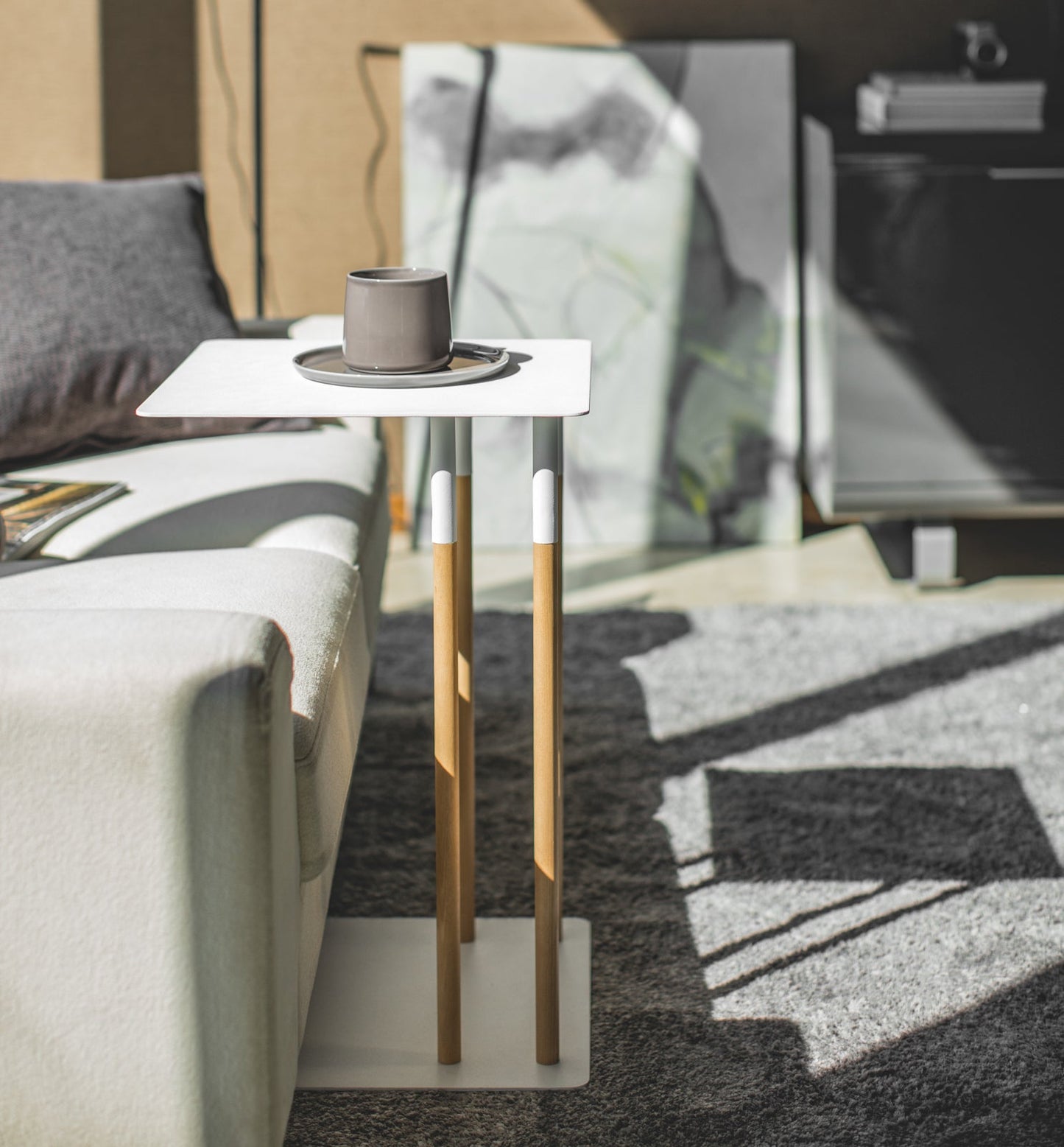 C Side Table (22 H)  - Steel + Wood