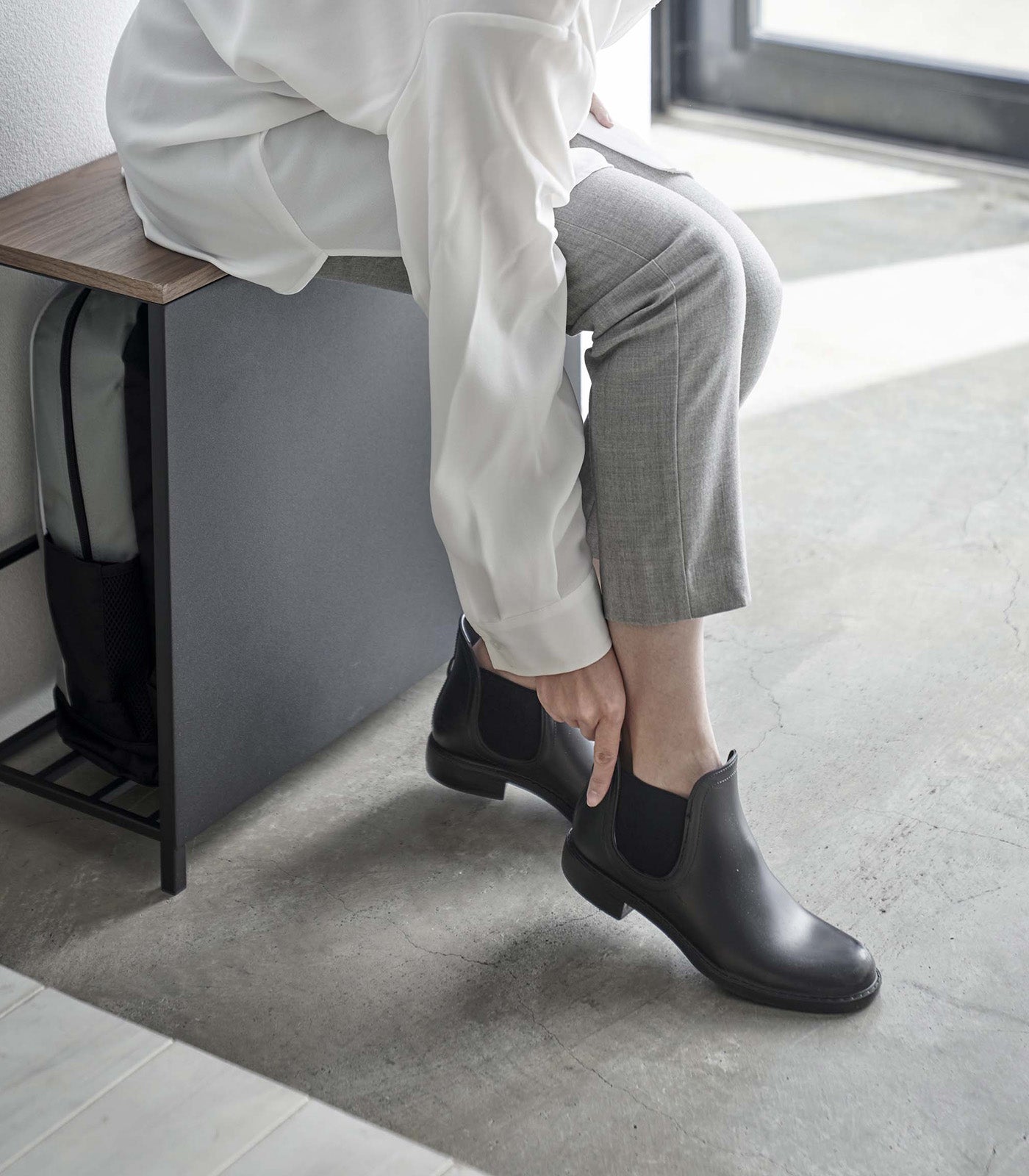 Entryway Storage Organizer & Bench (18 H)  - Steel + Wood