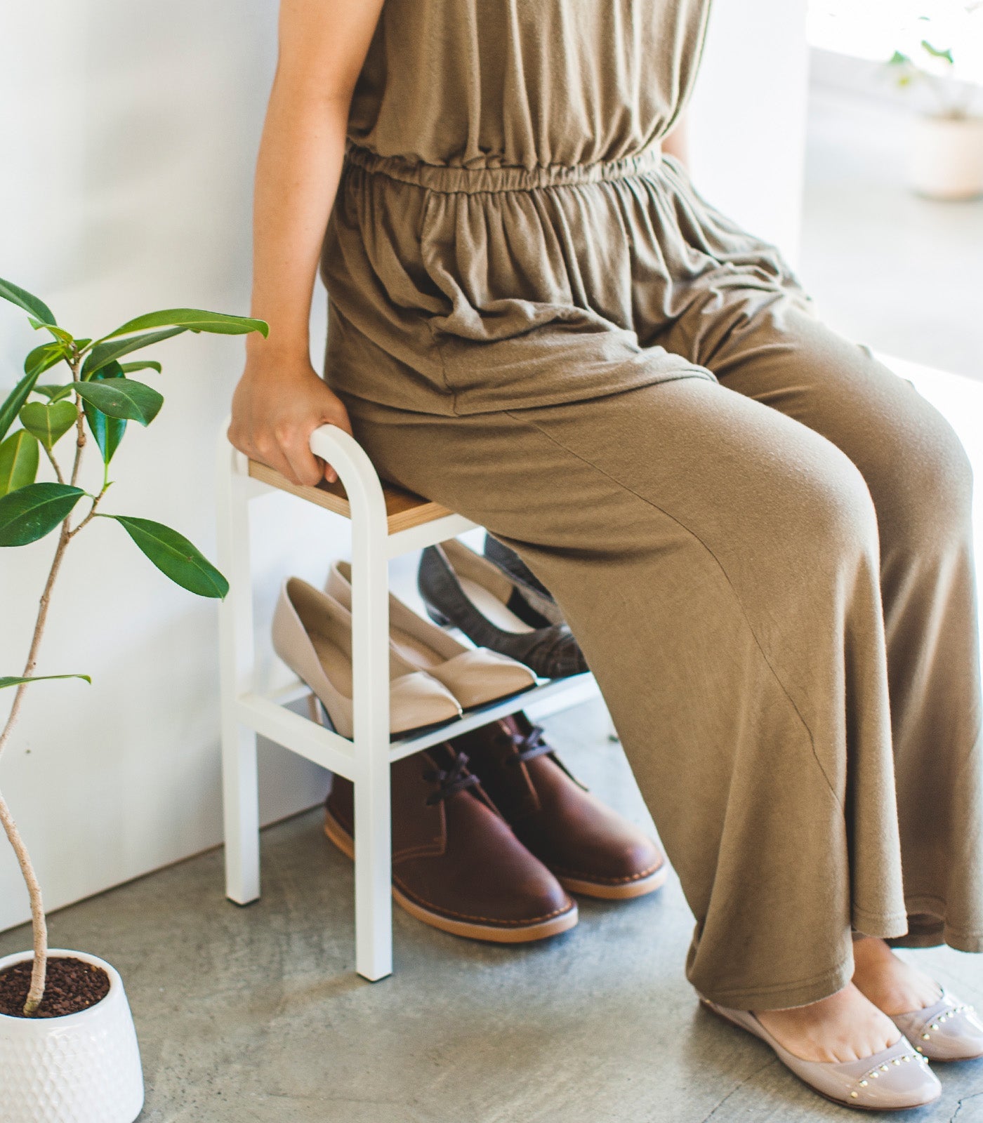 Shoe Organizer & Bench (18 H)  - Steel + Wood