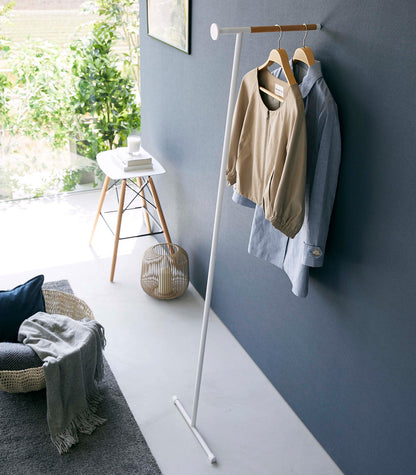 Leaning Clothes Hanger (64 H)  - Steel + Wood