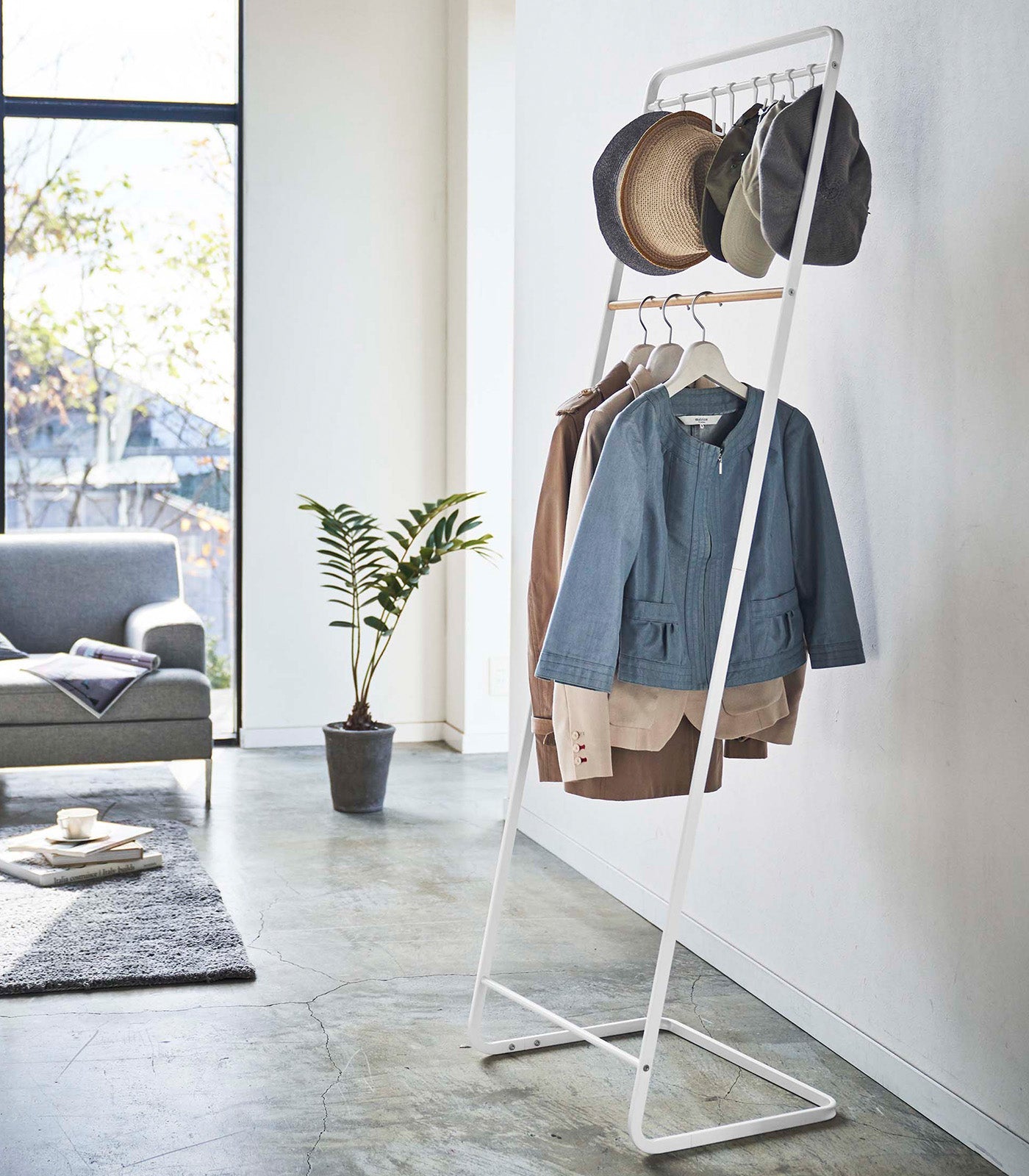 Coat Rack with Hat Storage (66 H)  - Steel + Wood