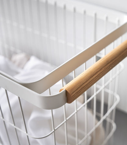 Rolling Wire Basket (15 H)  - Steel + Wood