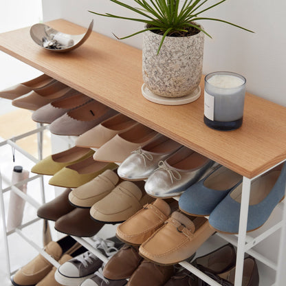 Rolling Five-Tier Shoe Rack ( H)  - Steel + Wood