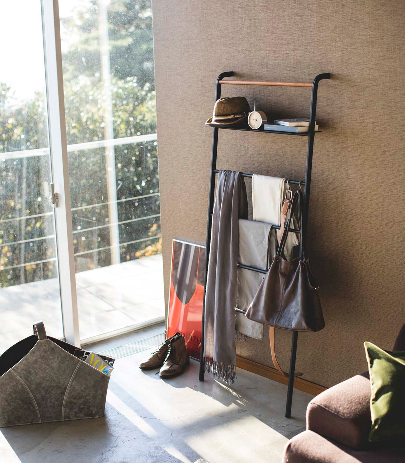 Leaning Storage Ladder With Shelf (63 H)  - Steel