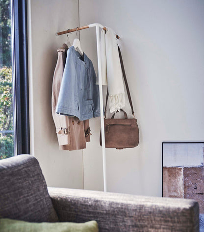 Corner Leaning Coat Hanger (63 H)  - Steel + Wood