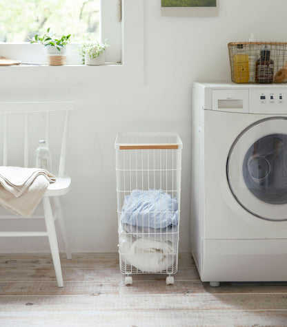 Rolling Wire Basket (24 H)  - Steel + Wood