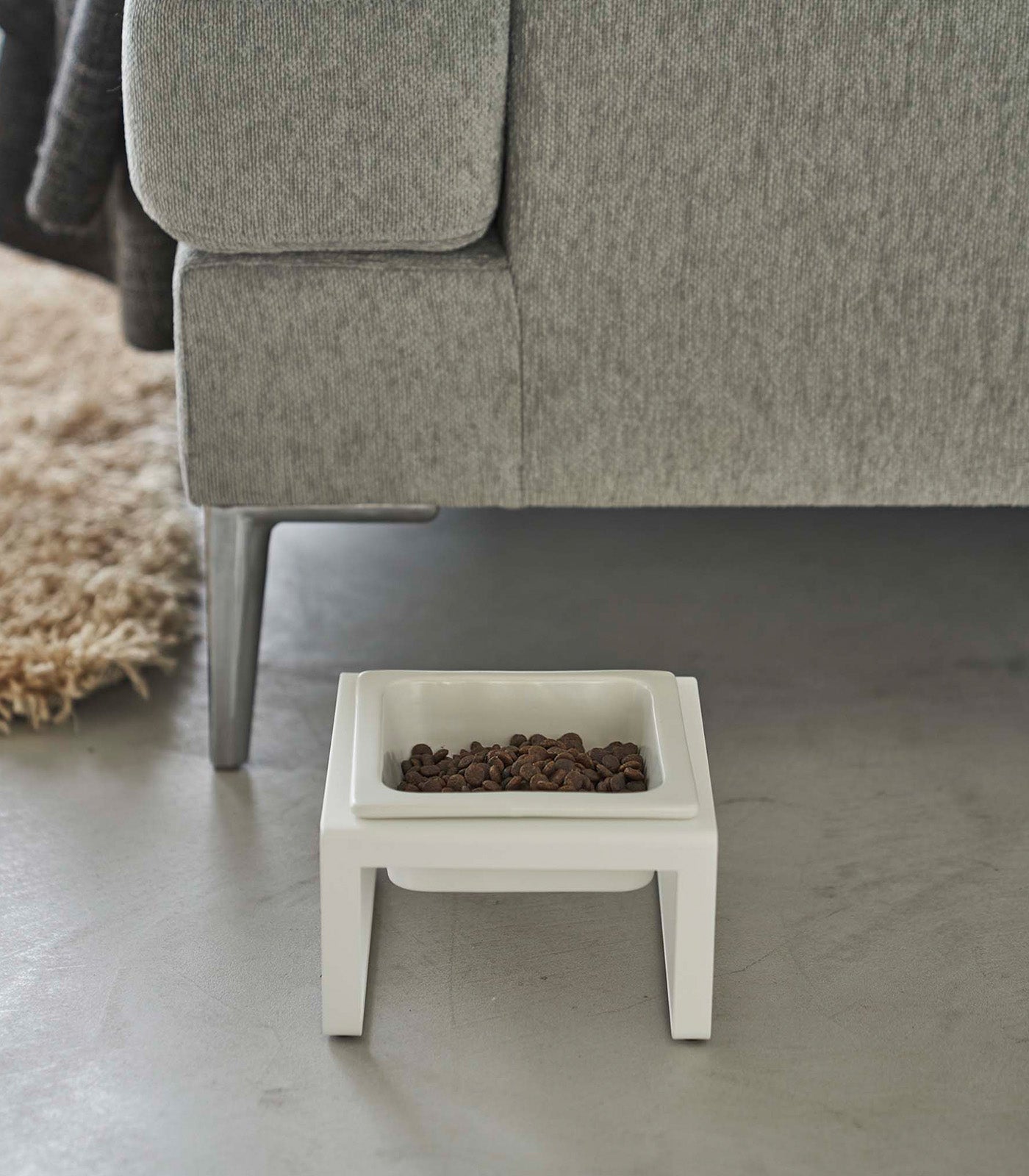 Single Pet Food Bowl - Tall - Steel + Ceramic