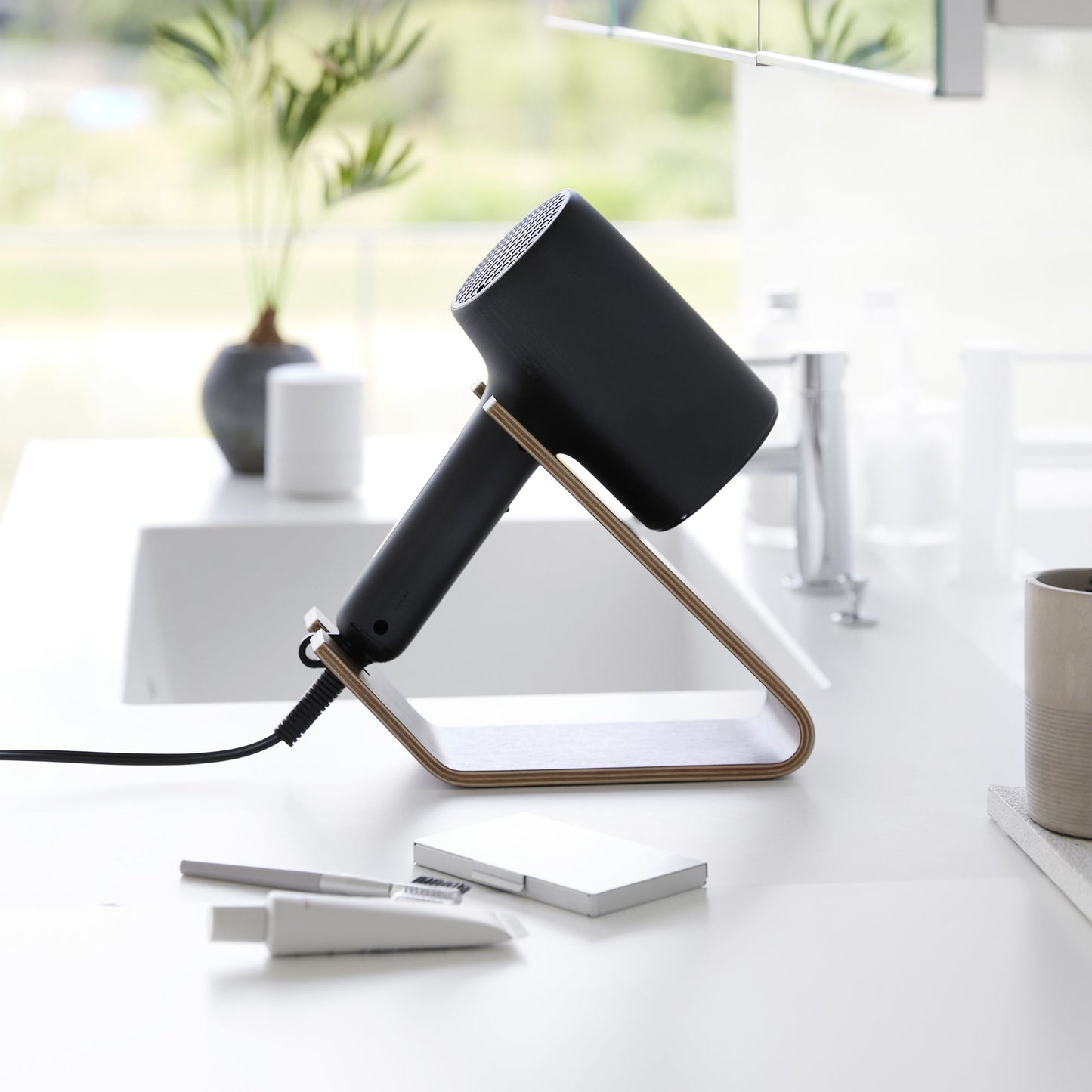 Hair Dryer and Iron Stand - Wood