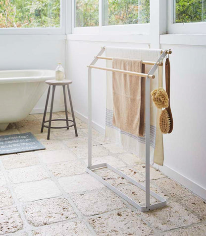 Bath Towel Rack (32 H)  - Steel + Wood