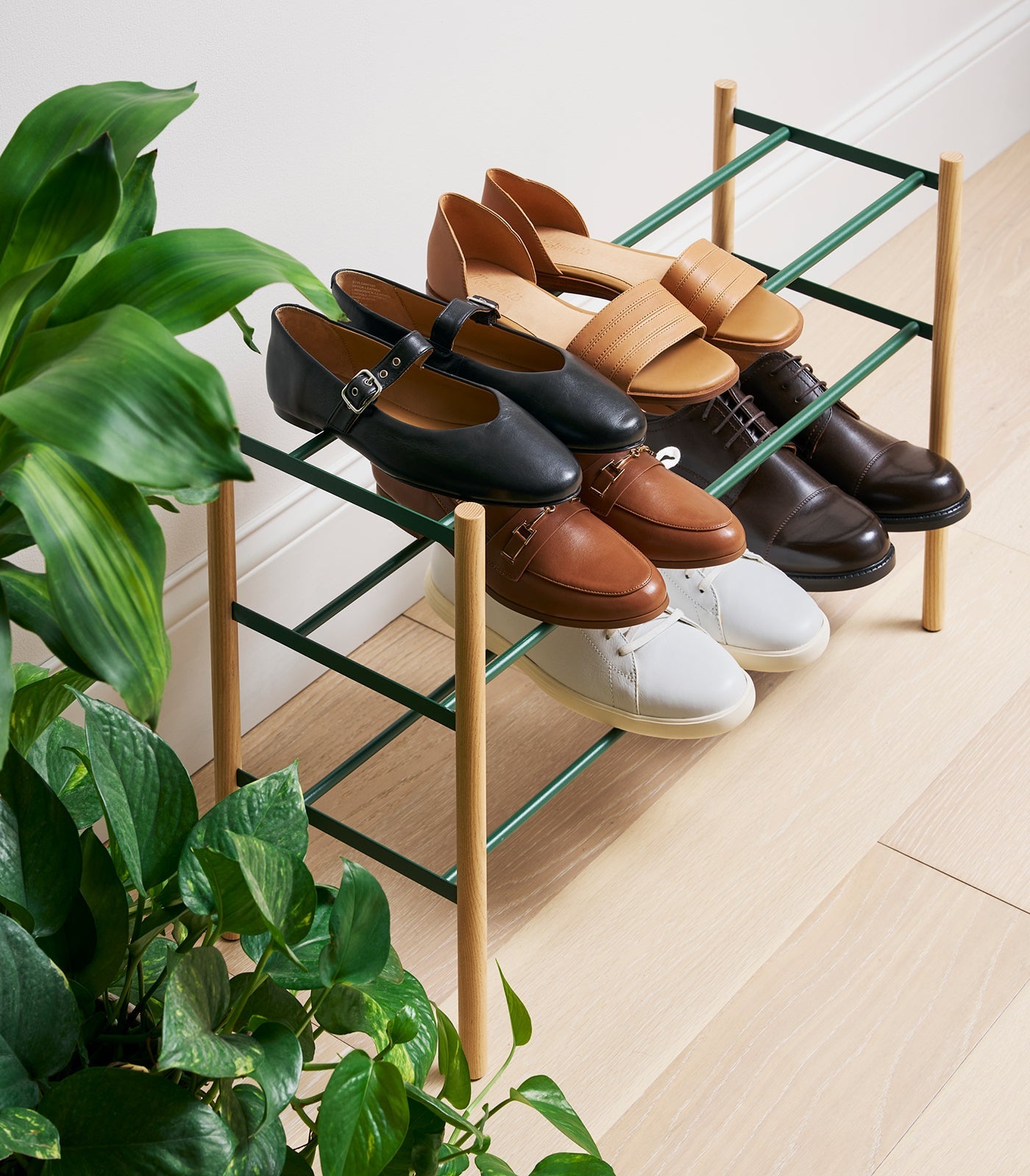 Expandable Shoe Rack (18 H)  - Steel + Wood