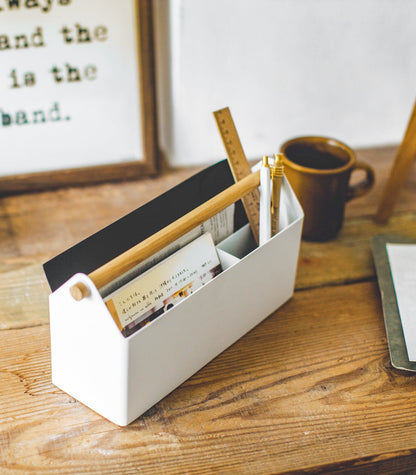 Pen + Desk Organizer - Large - Steel + Wood