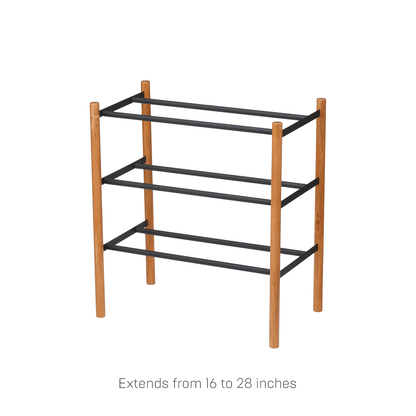 Expandable Shoe Rack (18 H)  - Steel + Wood