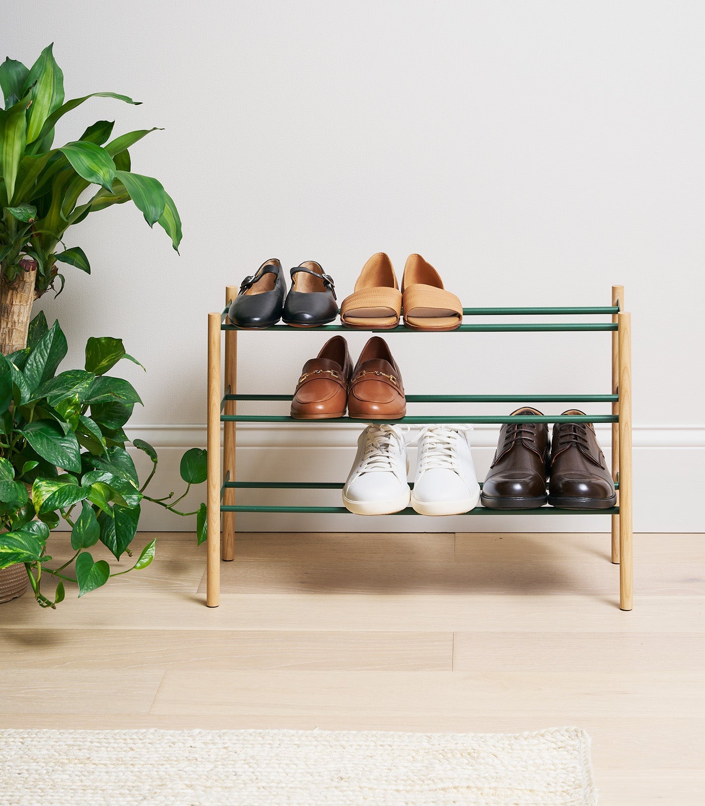 Expandable Shoe Rack (18 H)  - Steel + Wood