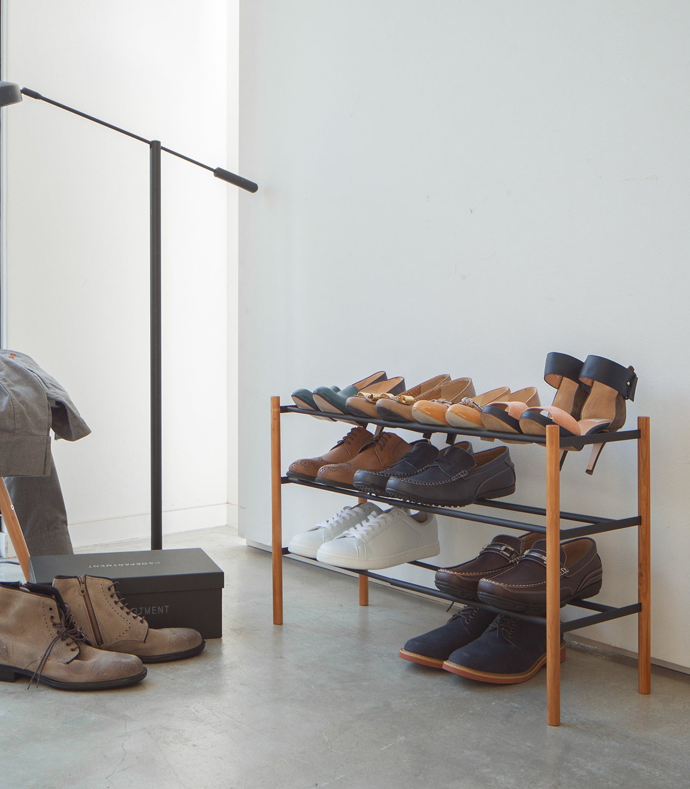 Expandable Shoe Rack (18 H)  - Steel + Wood