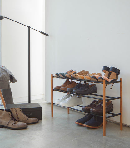 Expandable Shoe Rack (18 H)  - Steel + Wood