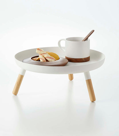 Countertop Pedestal Tray (5 H)  - Steel + Wood