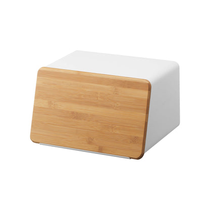 Bread Box with Cutting Board Lid - Steel + Wood