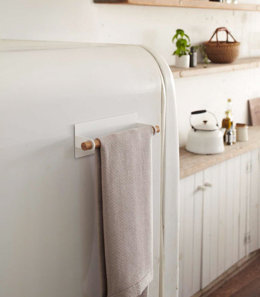Magnetic Kitchen Towel Hanger - Steel + Wood