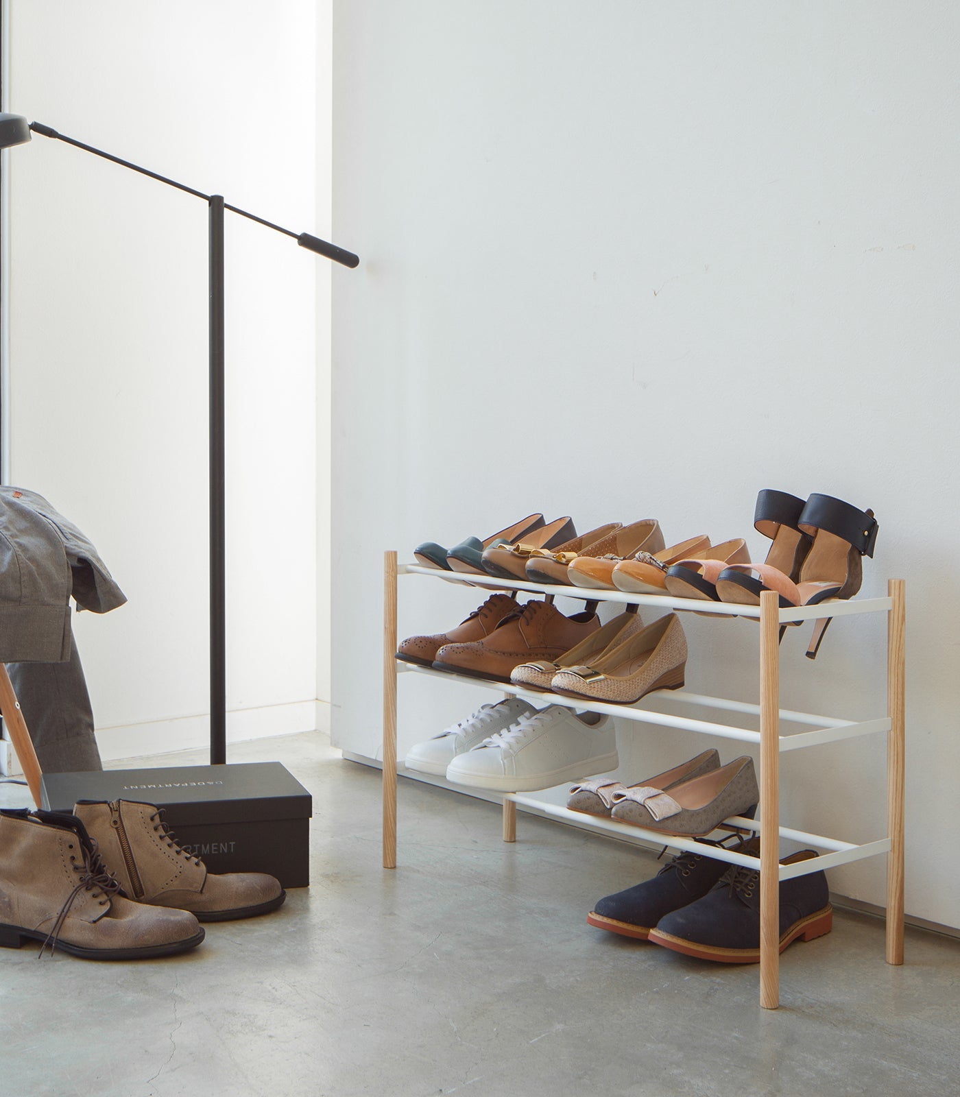 Expandable Shoe Rack (18 H)  - Steel + Wood