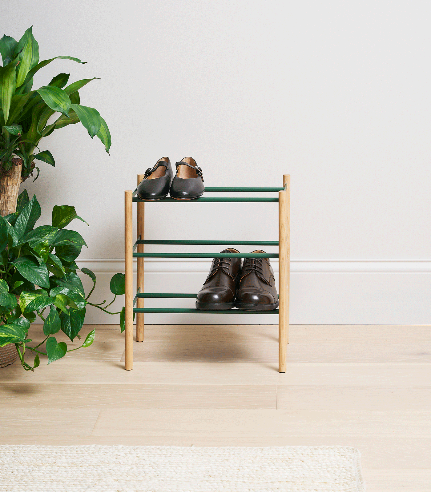 Expandable Shoe Rack (18 H)  - Steel + Wood
