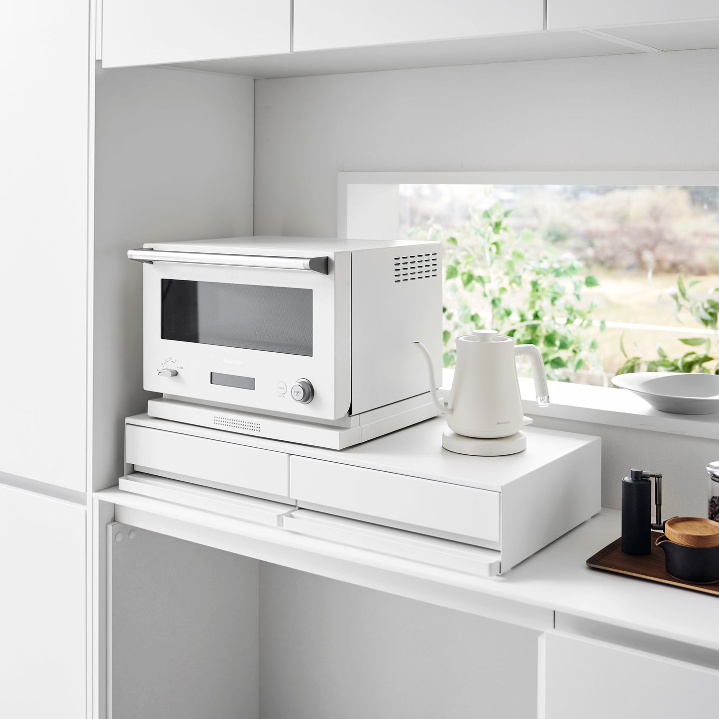 Countertop Drawer with Pull-Out Shelf - Wide - Steel