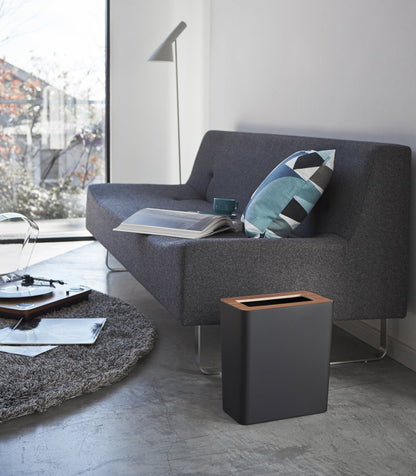 Trash Can - Rectangle - Steel + Wood